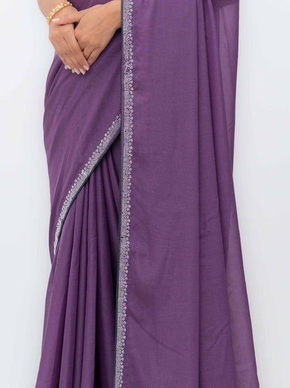 Purple Georgette Saree