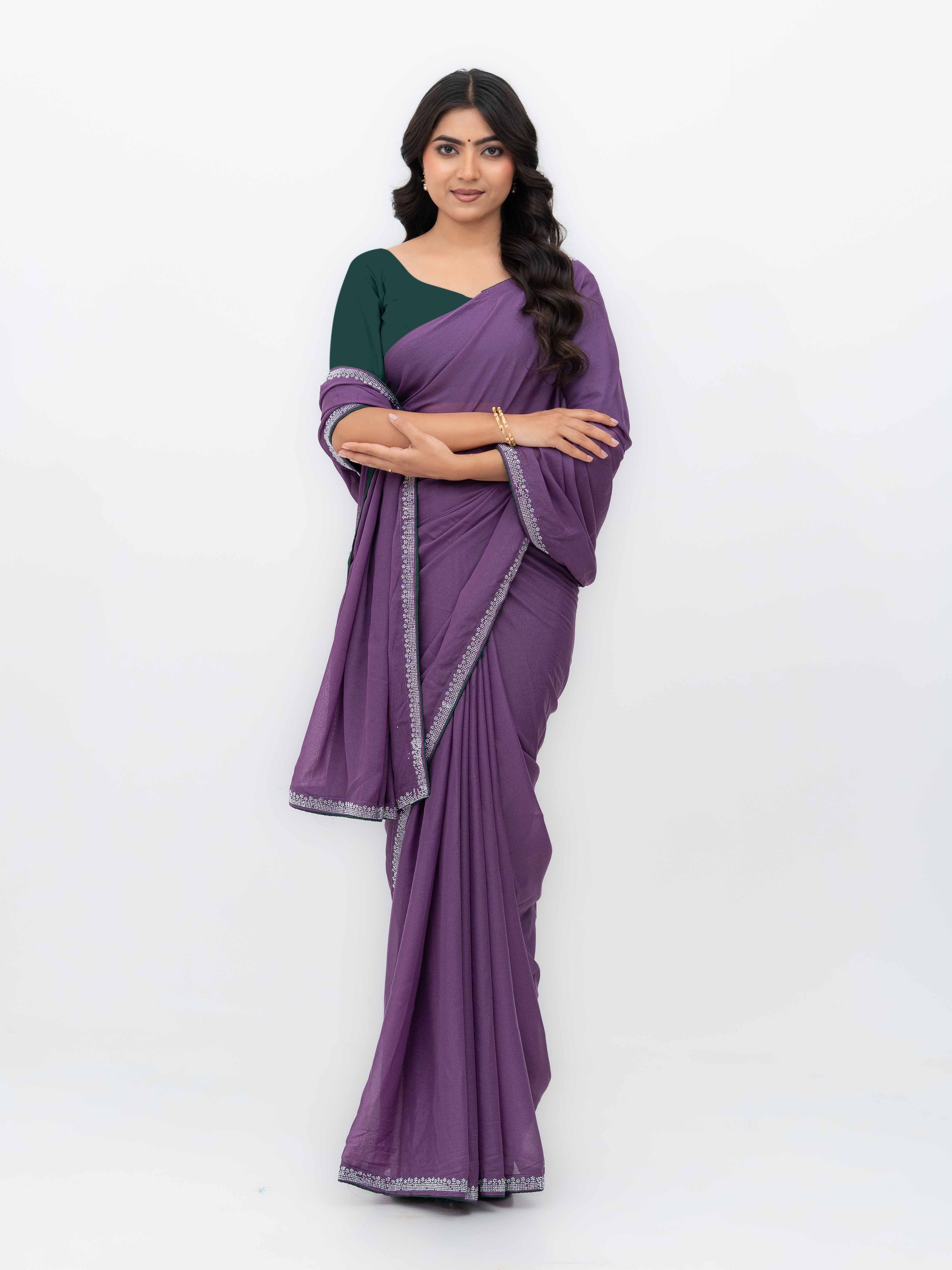 Purple Georgette Saree
