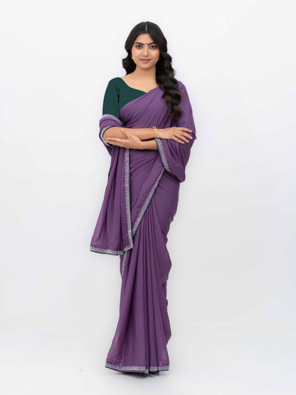 Purple Georgette Saree
