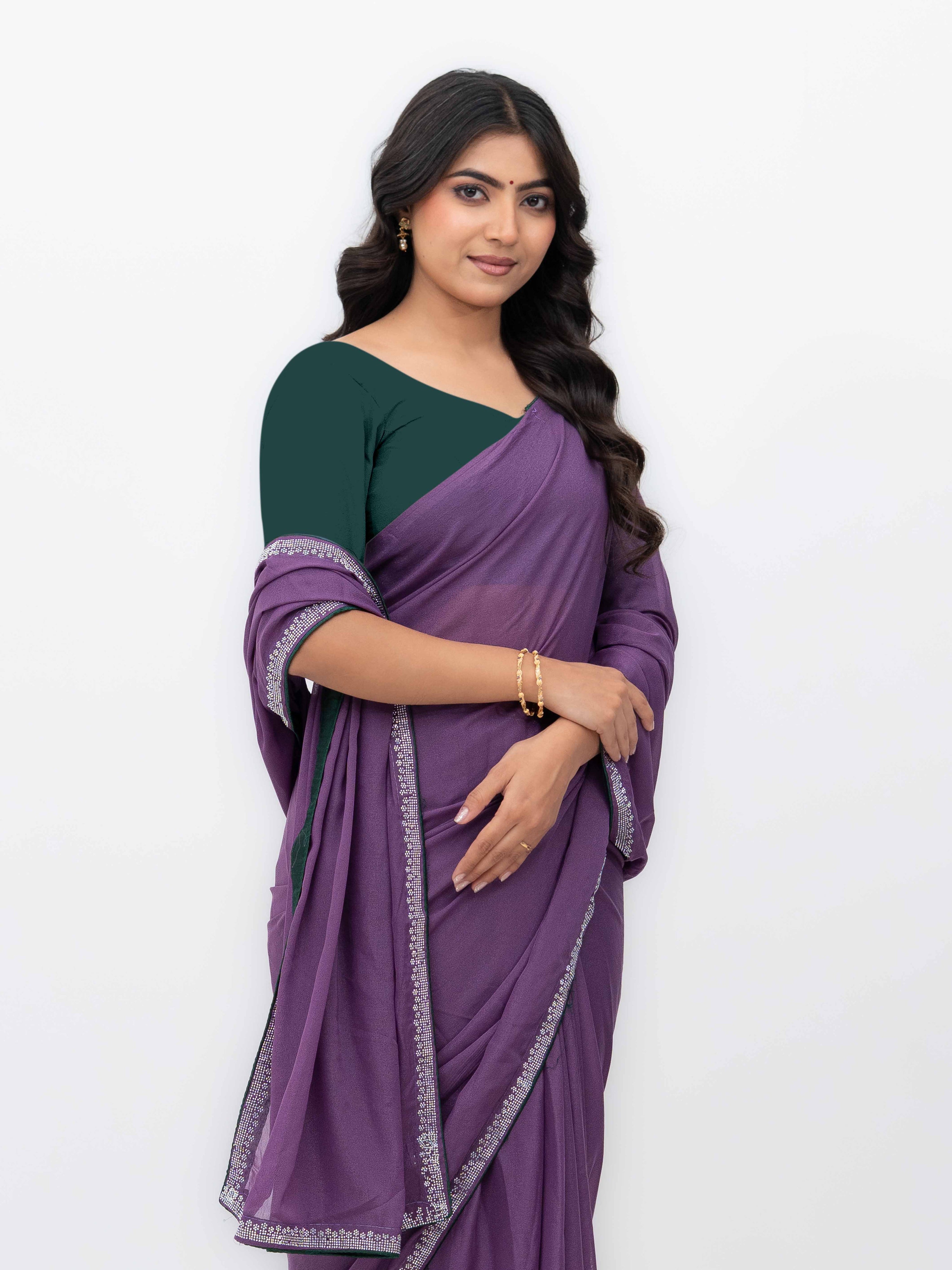 Purple Georgette Saree