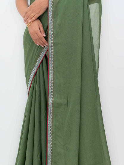 Olive Green Georgette Saree
