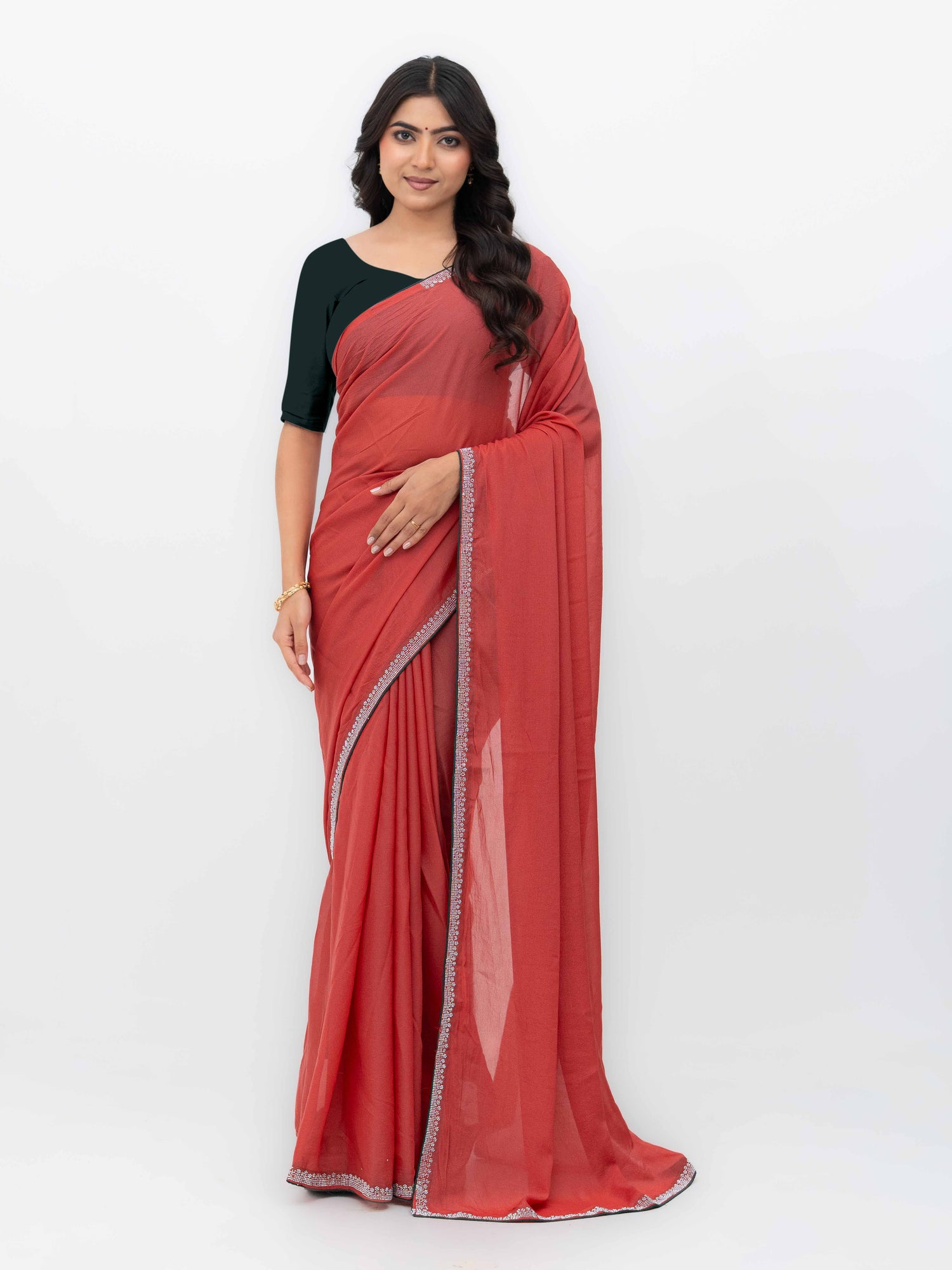 Rust Georgette Saree