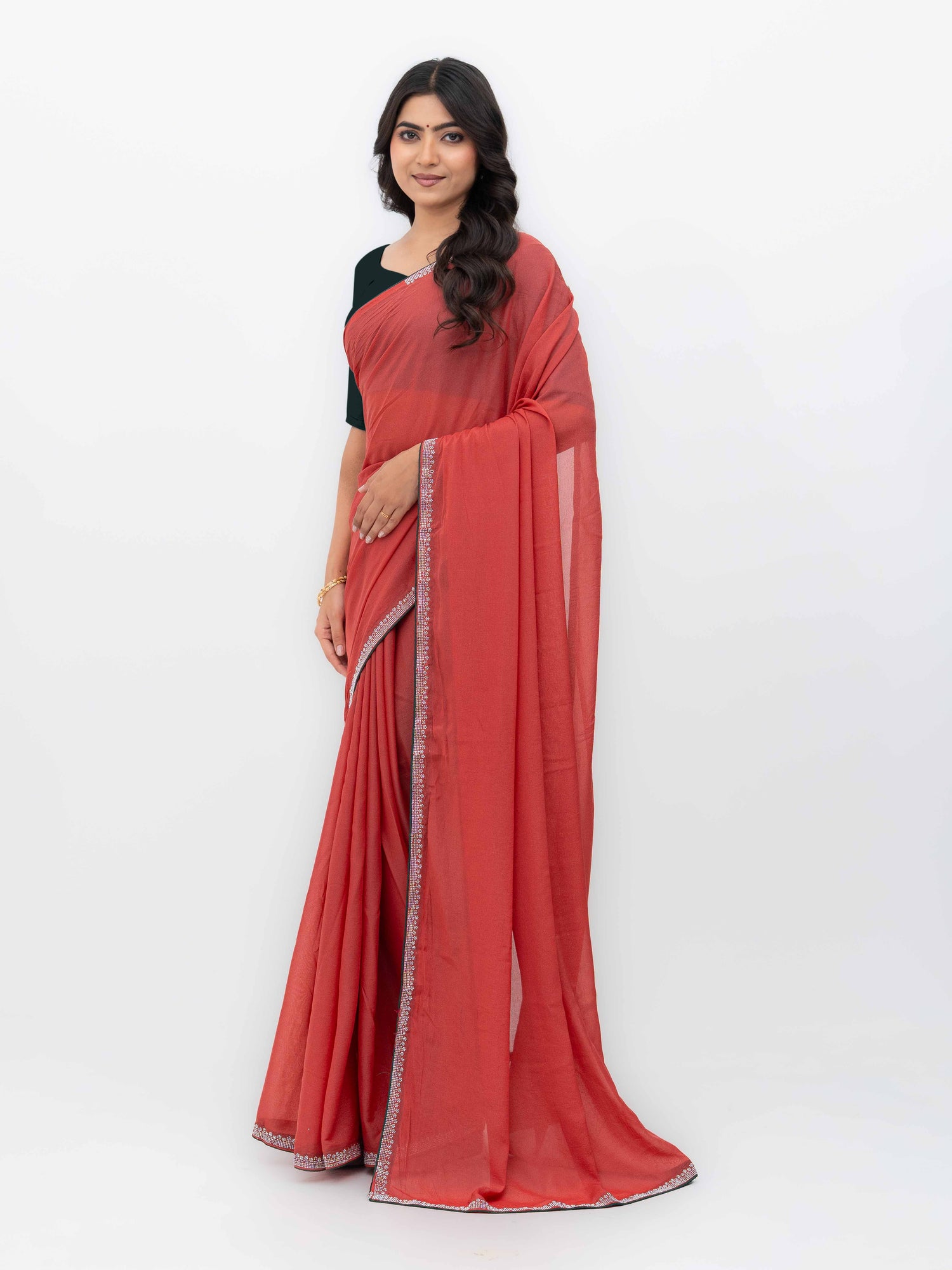 Rust Georgette Saree