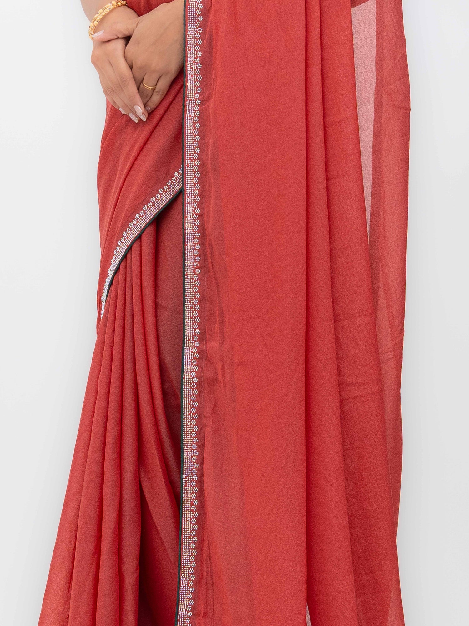 Rust Georgette Saree