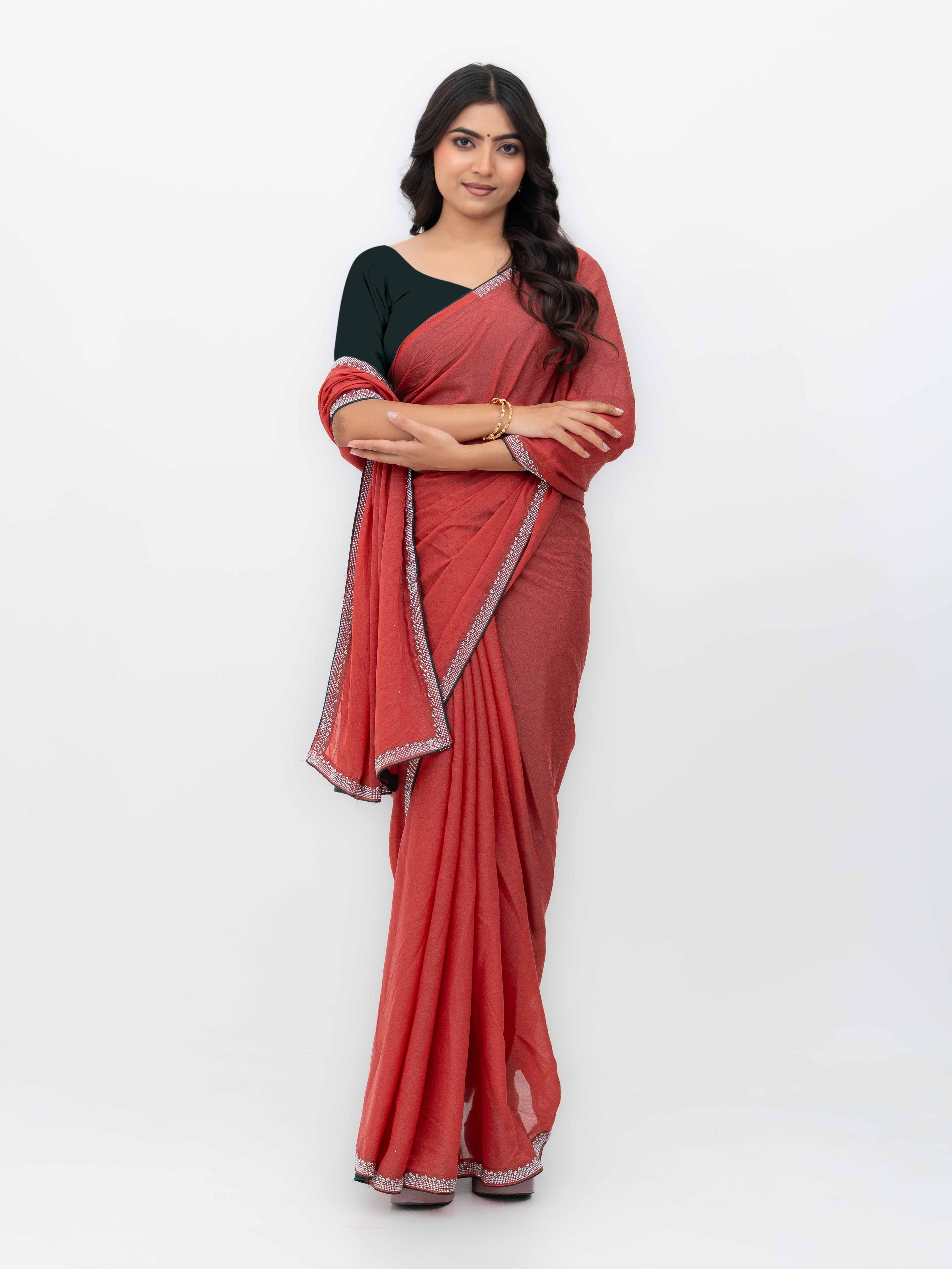 Rust Georgette Saree