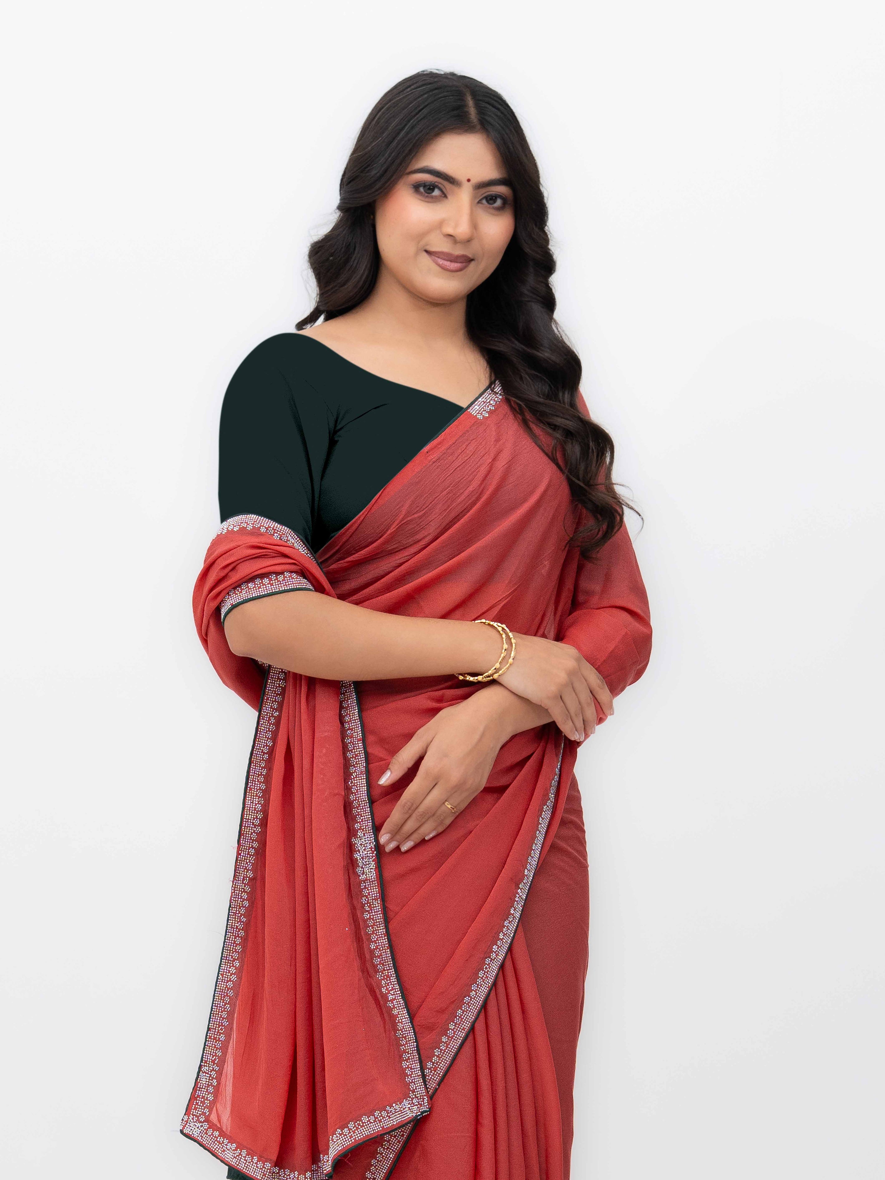 Rust Georgette Saree