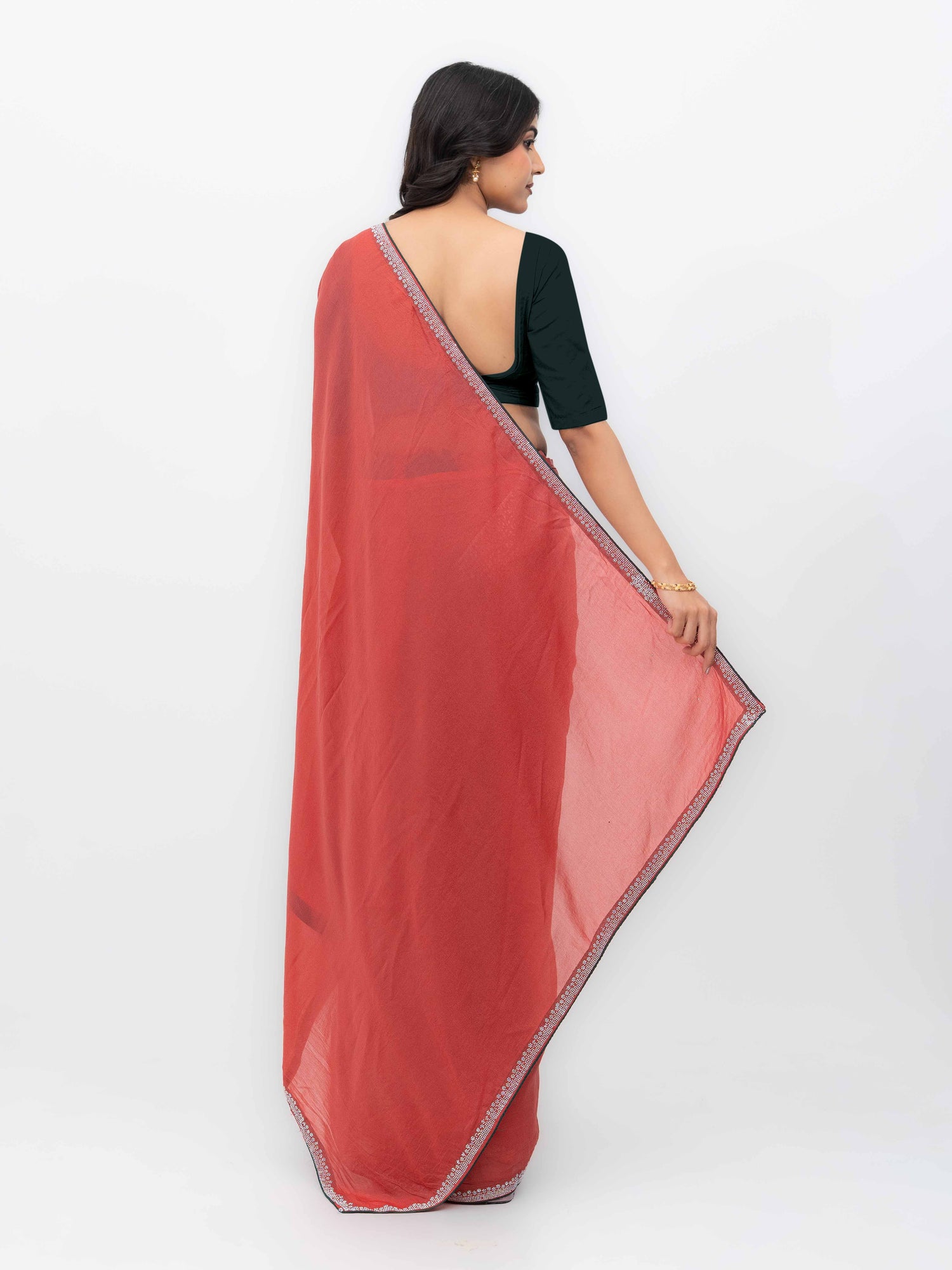 Rust Georgette Saree