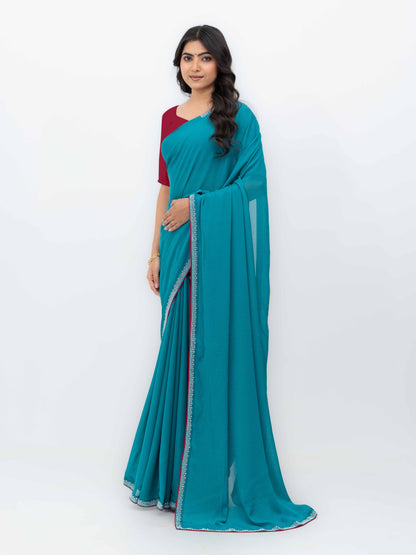 Sky Blue Georgette Saree