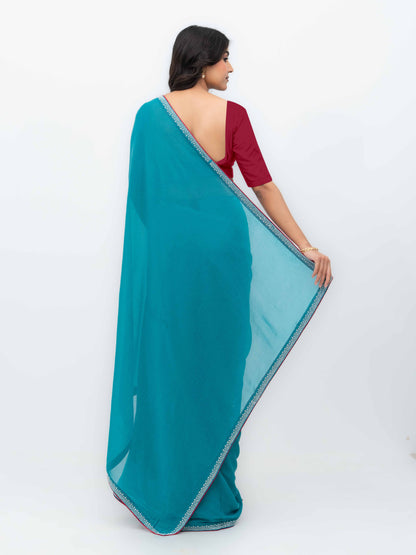 Sky Blue Georgette Saree
