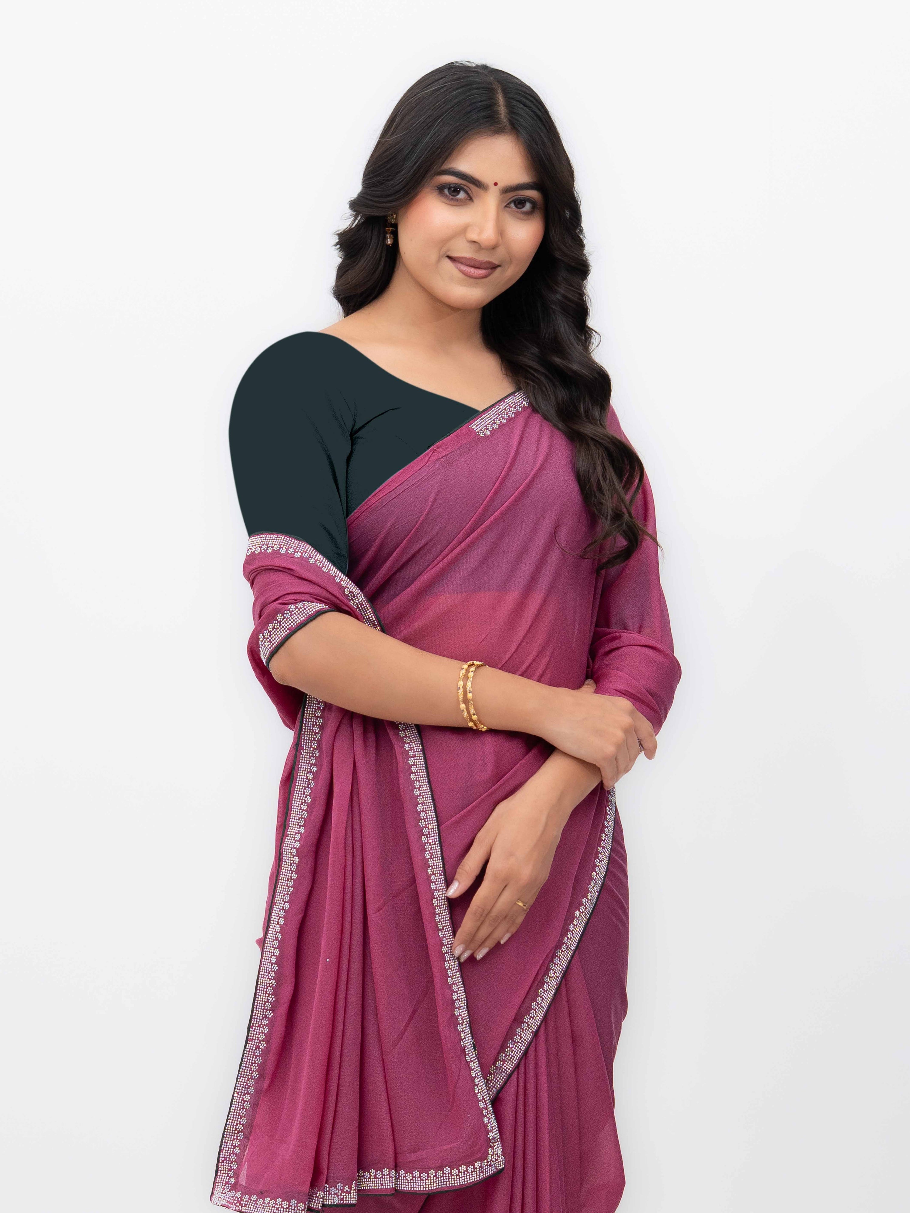 Rani Pink Georgette Saree
