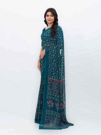 Teal Georgette Saree