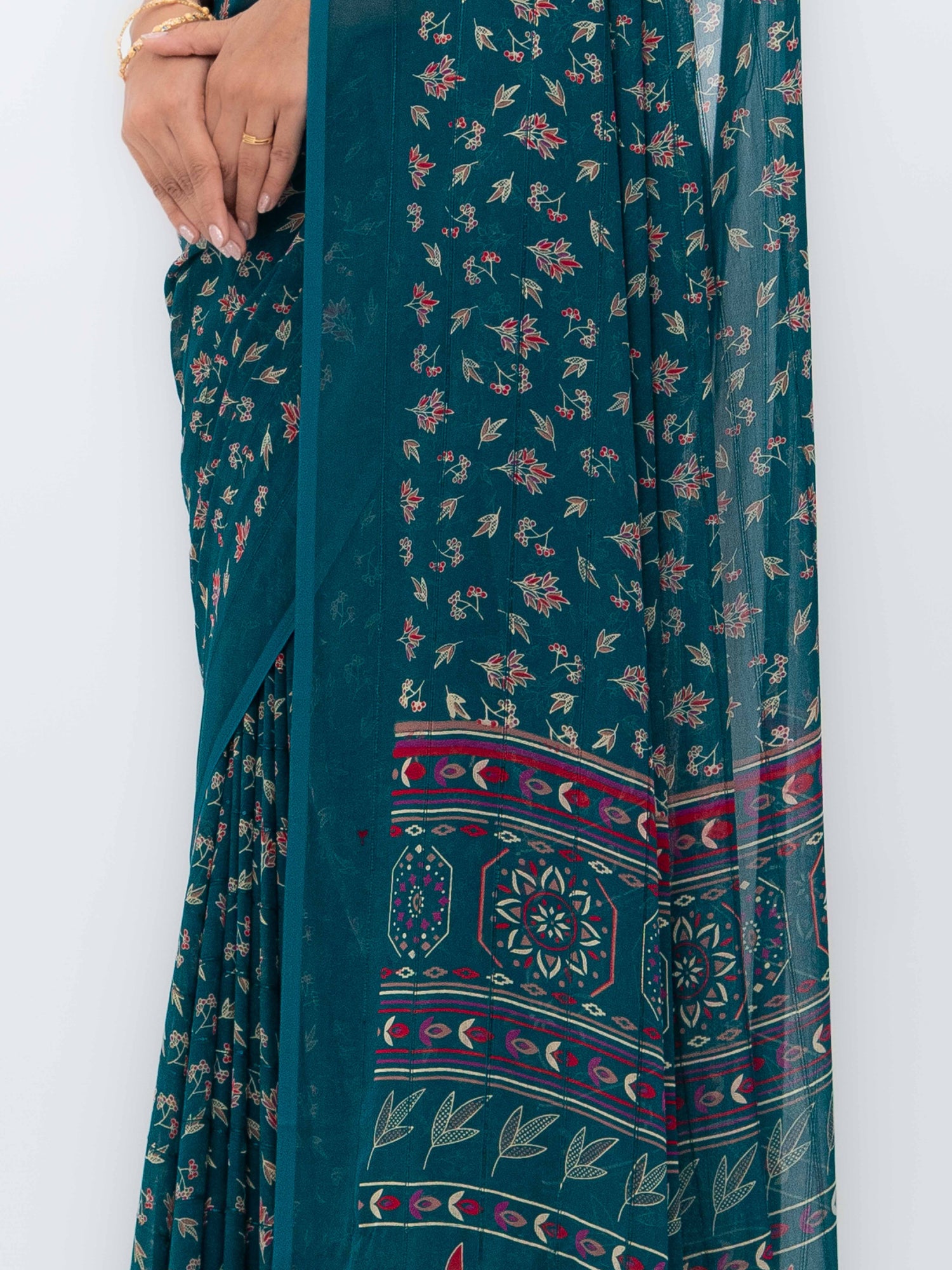 Teal Georgette Saree