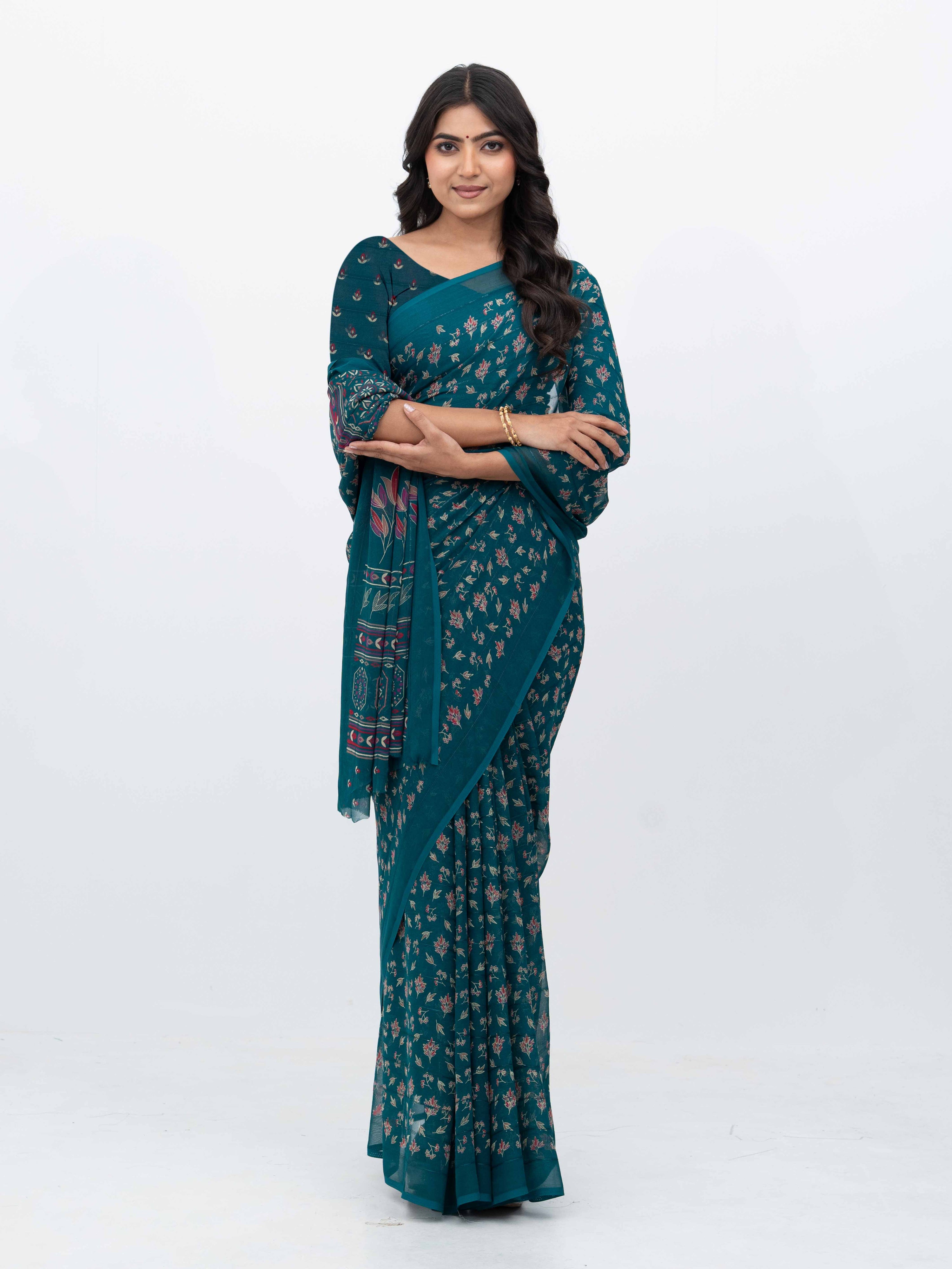 Teal Georgette Saree