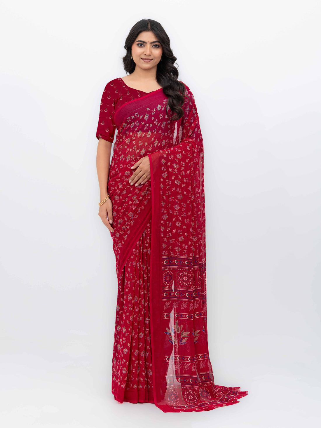 Pink Georgette Saree