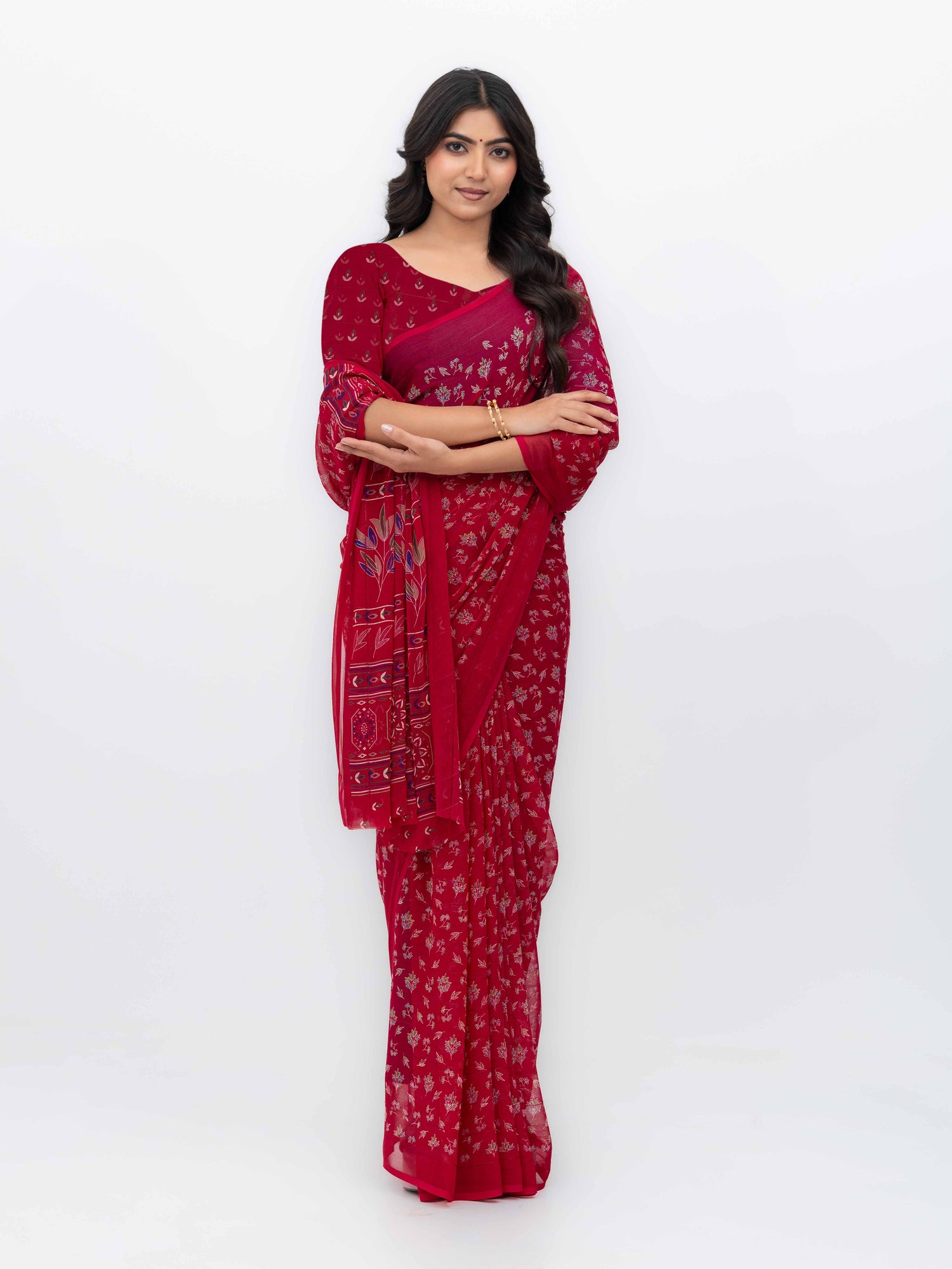 Pink Georgette Saree