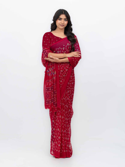 Pink Georgette Saree