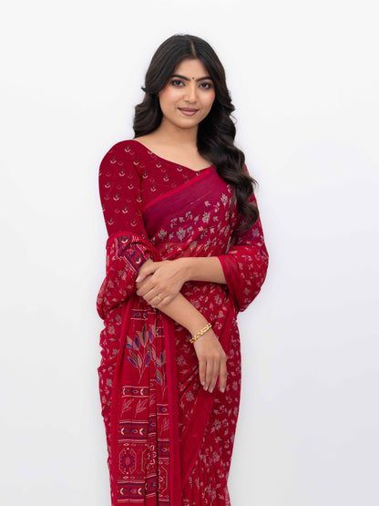 Pink Georgette Saree