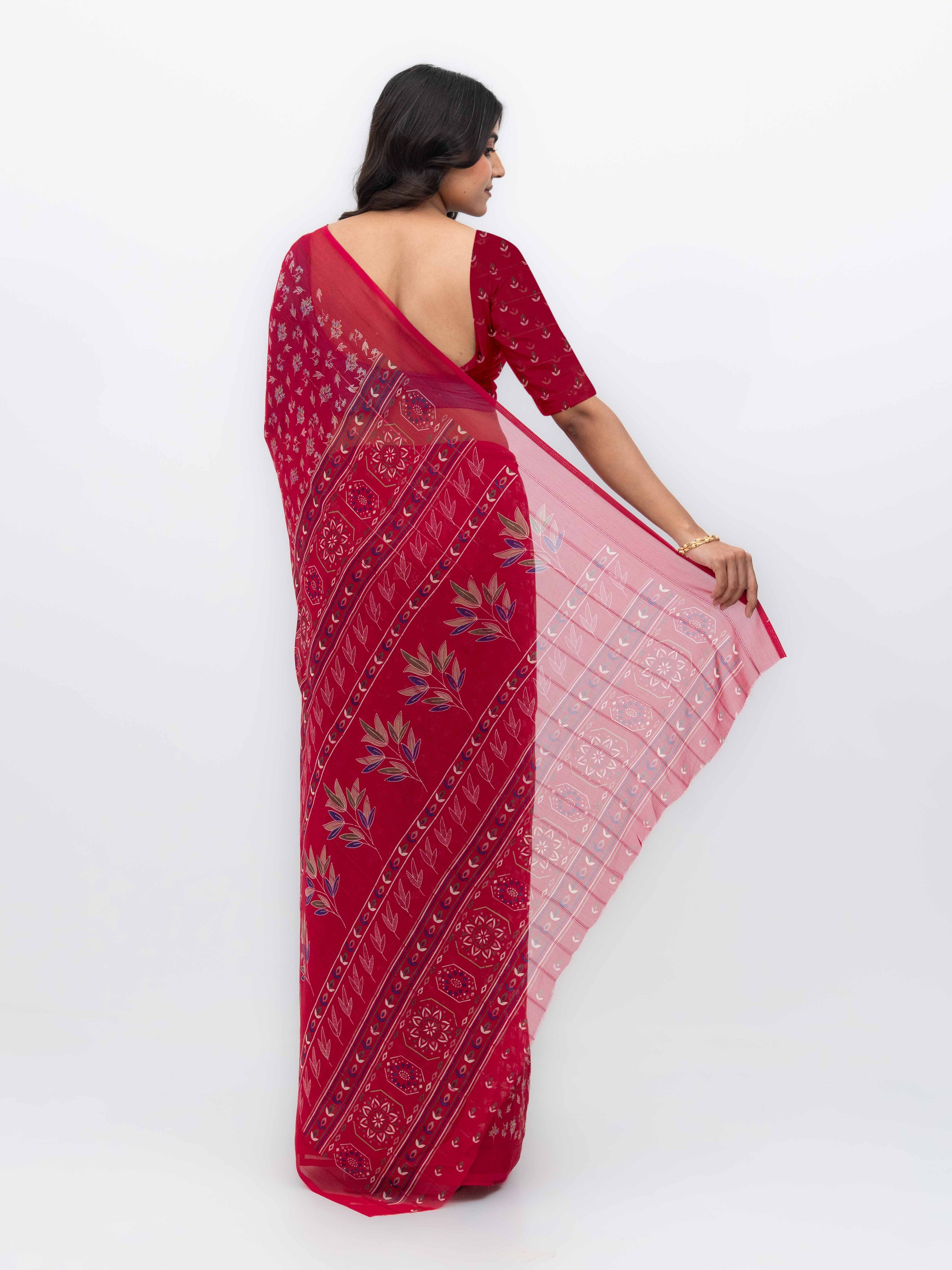 Pink Georgette Saree