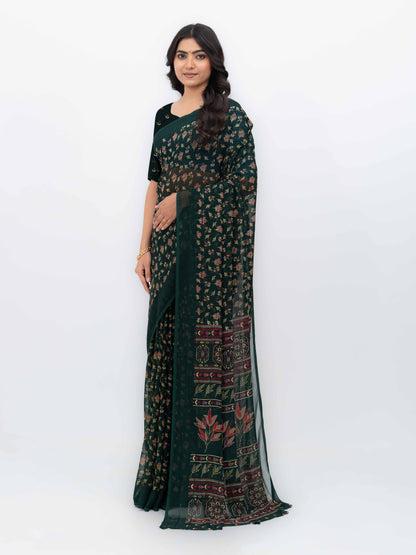 Dark Green Georgette Saree