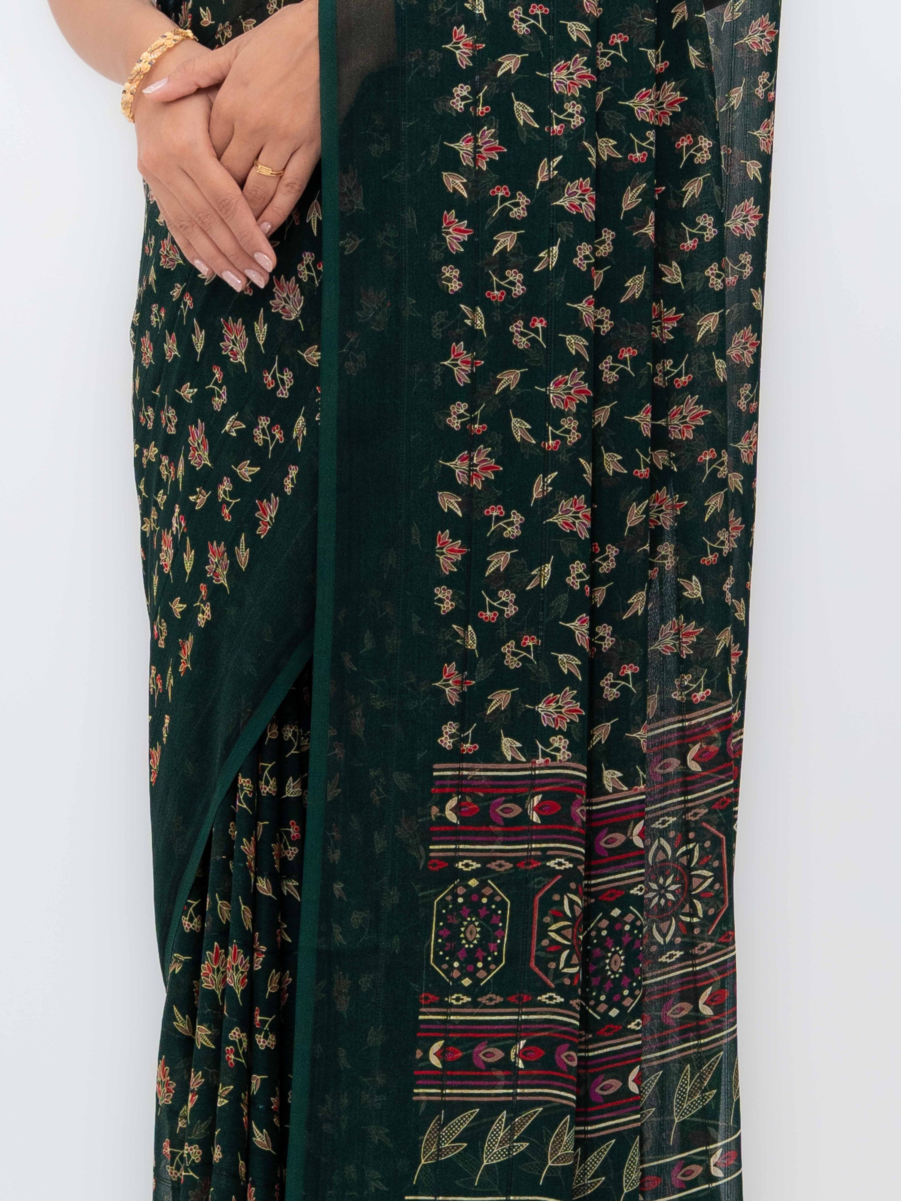 Dark Green Georgette Saree