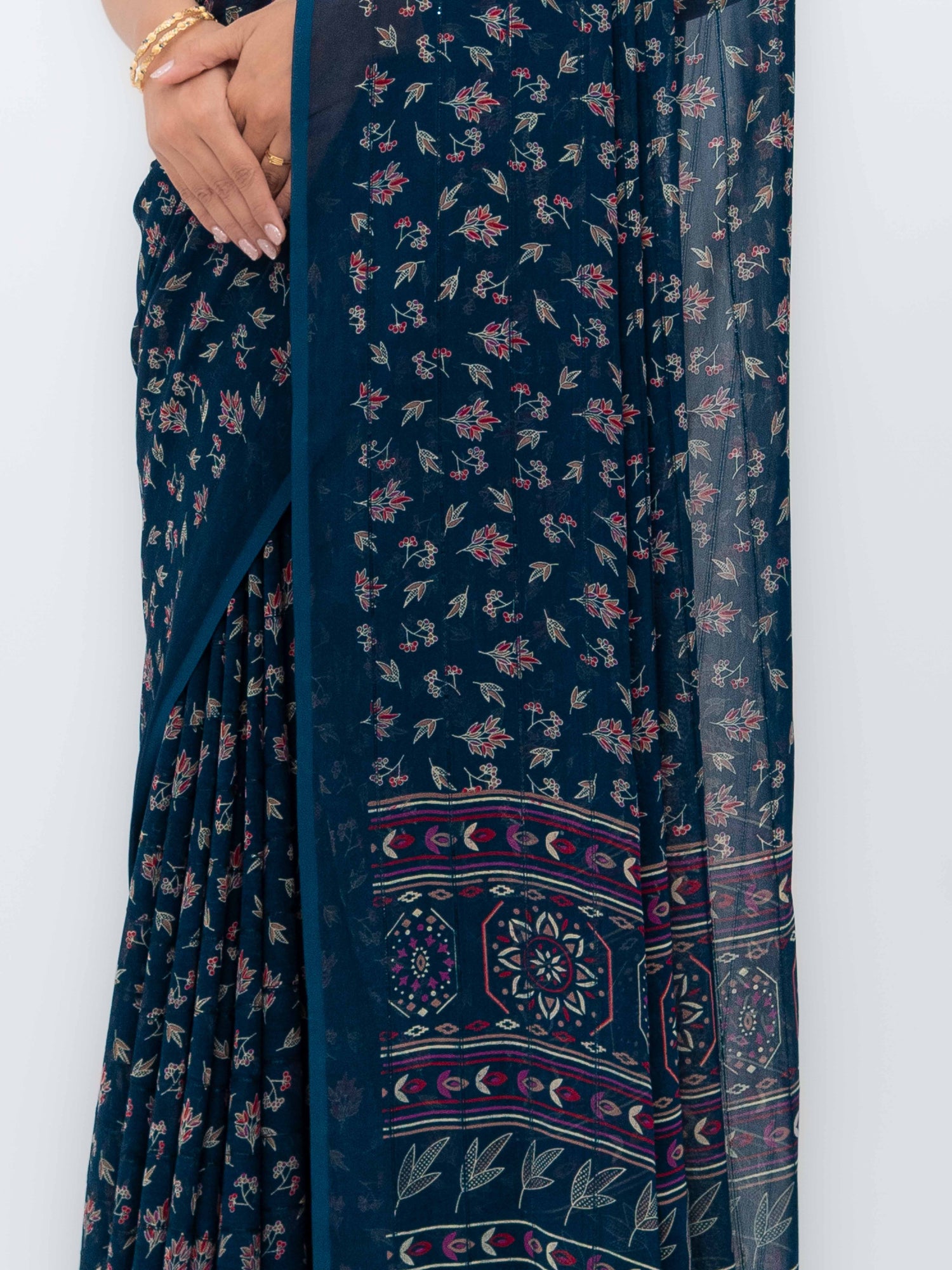 Navy Blue Georgette Saree