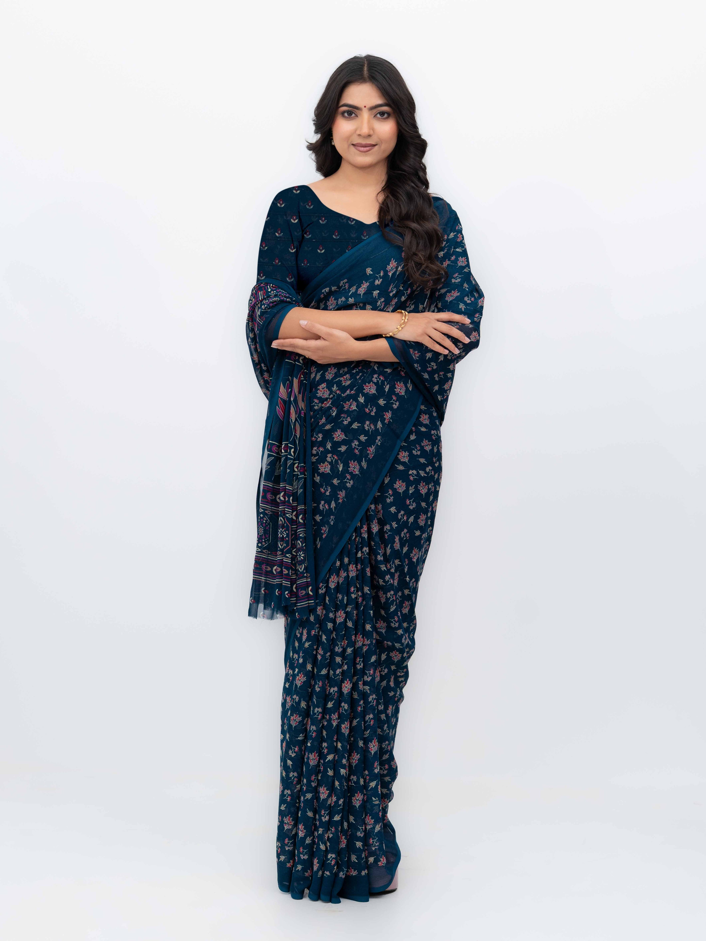 Navy Blue Georgette Saree