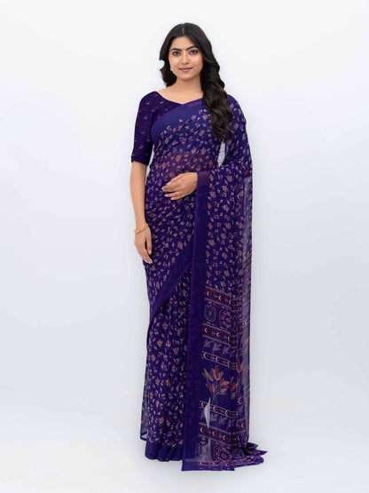 Purple Georgette Saree
