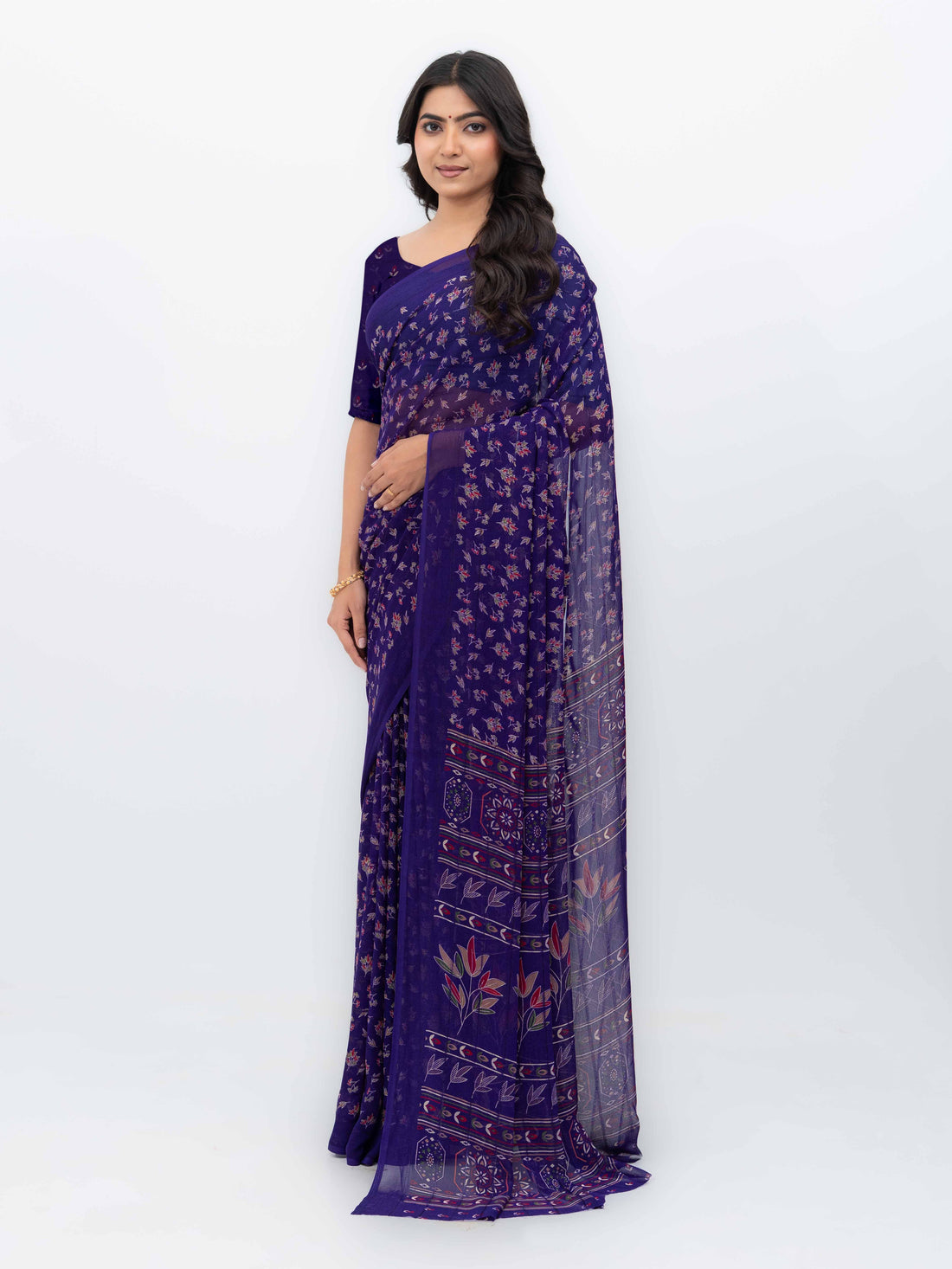 Purple Georgette Saree