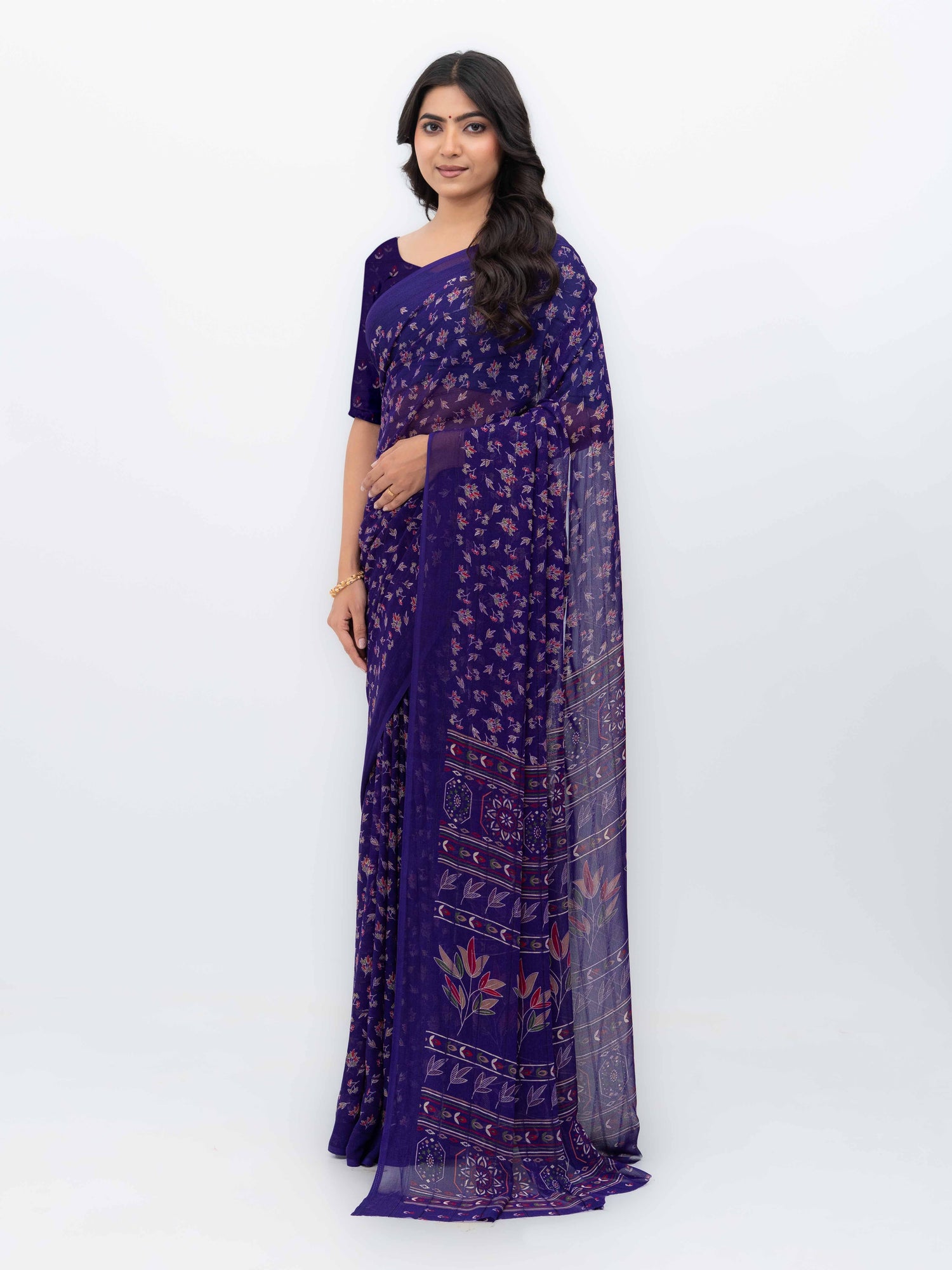 Purple Georgette Saree