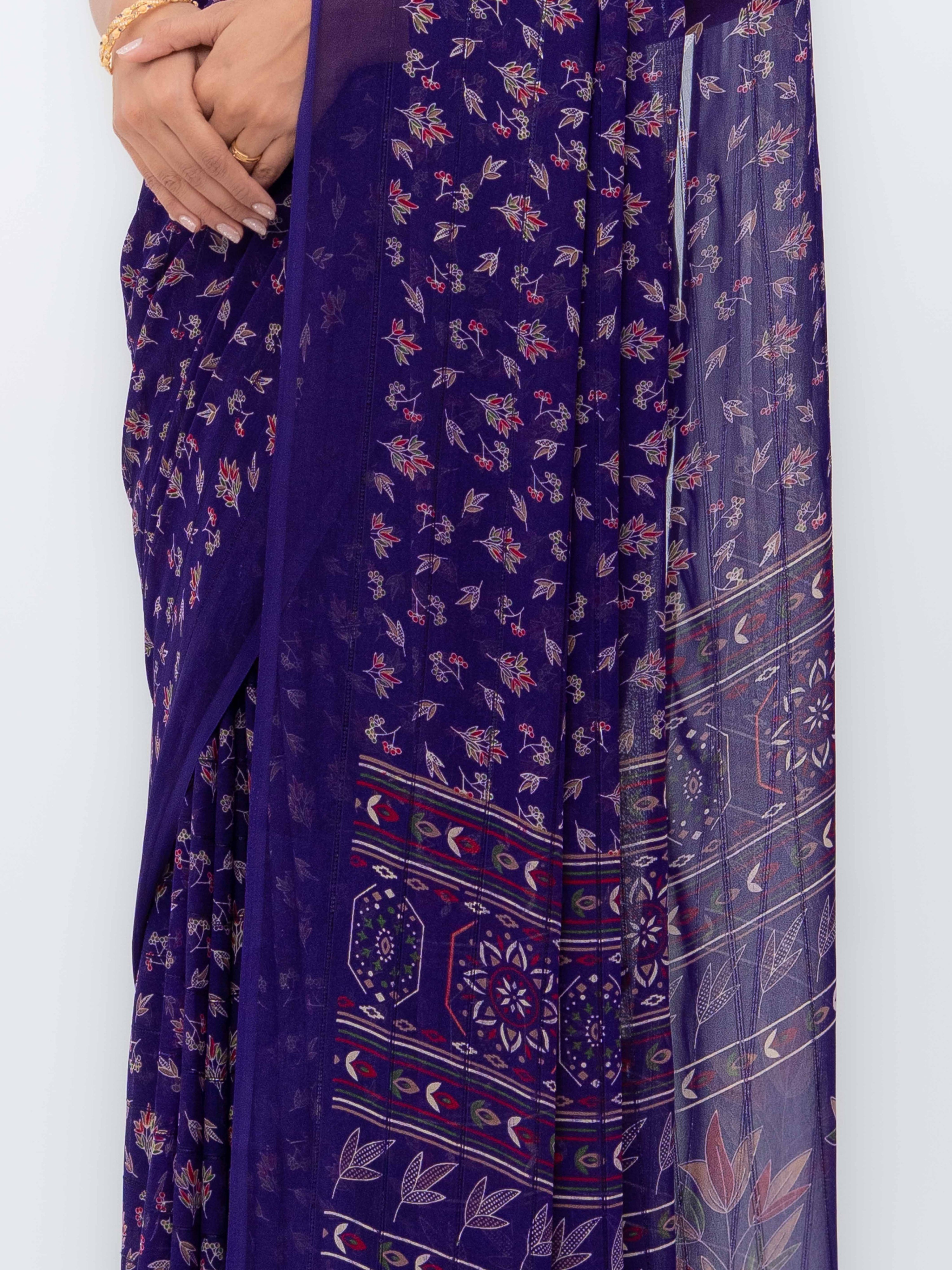 Purple Georgette Saree