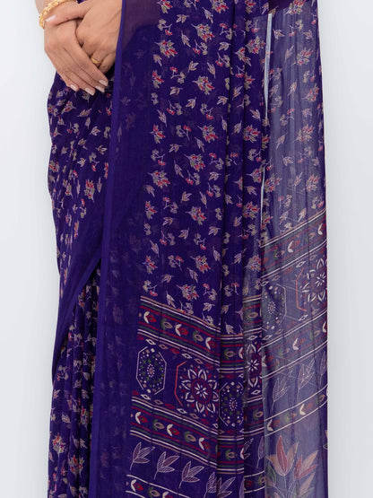 Purple Georgette Saree