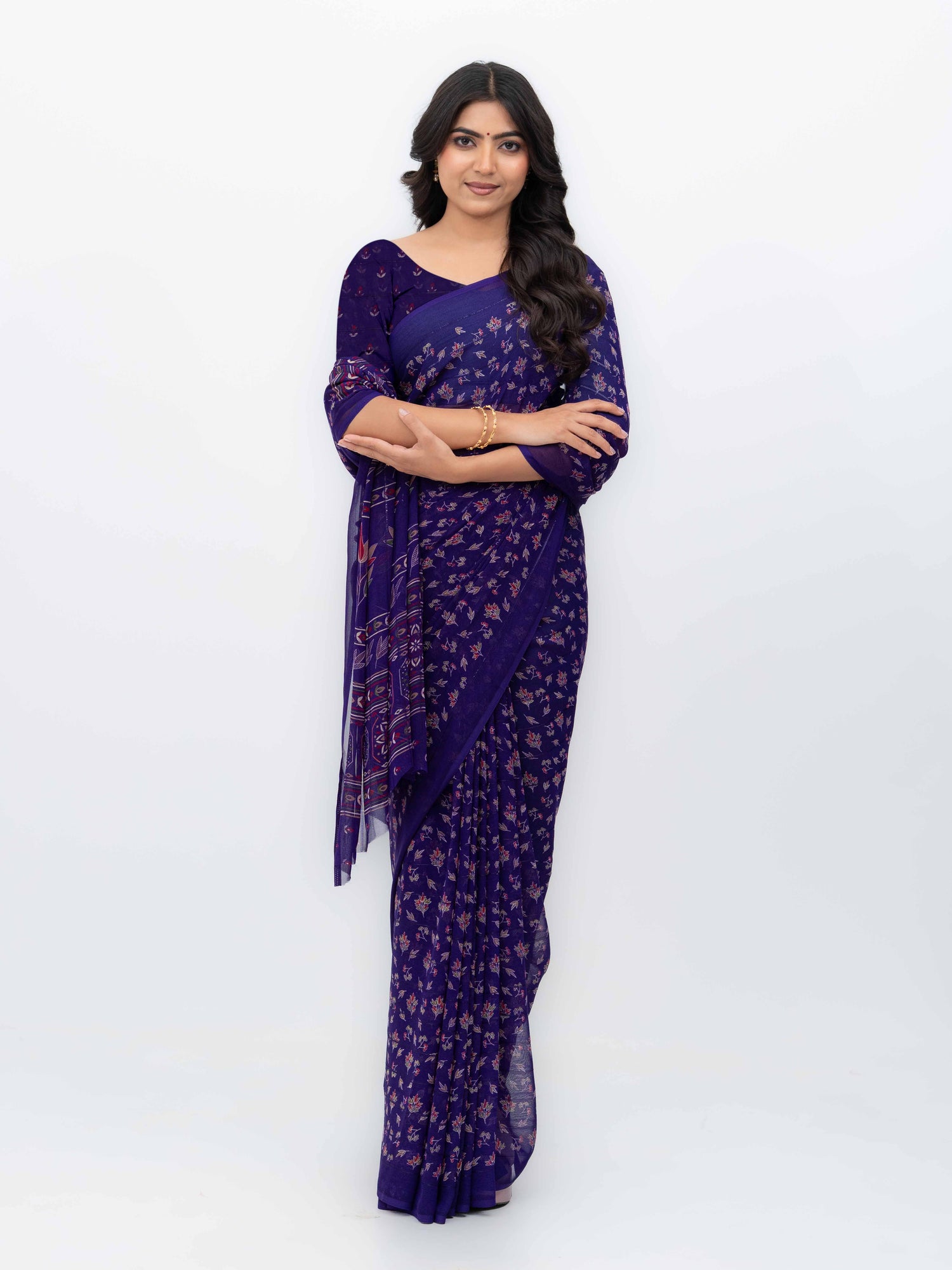 Purple Georgette Saree