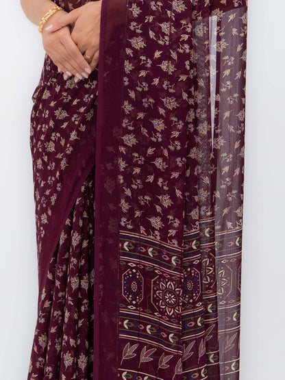 Wine Purple Georgette Saree