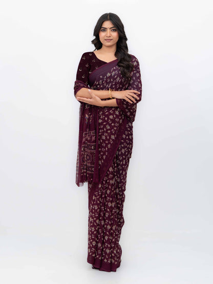 Wine Purple Georgette Saree