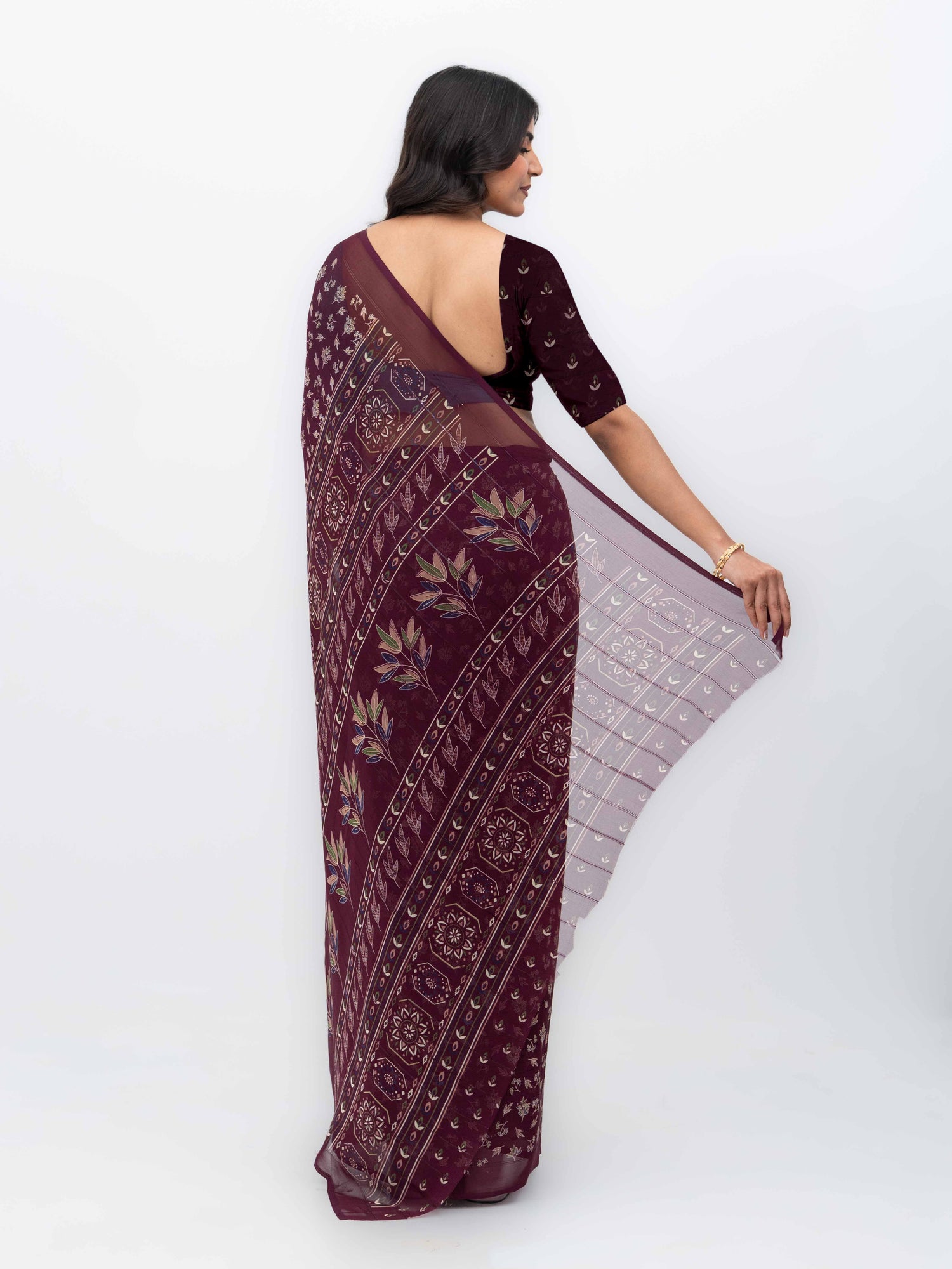 Wine Purple Georgette Saree