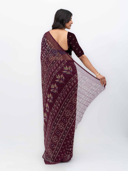 Wine Purple Georgette Saree