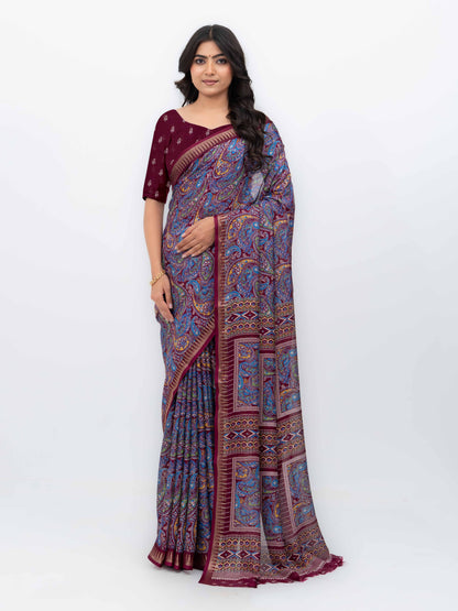 Maroon Soft Georgette Saree