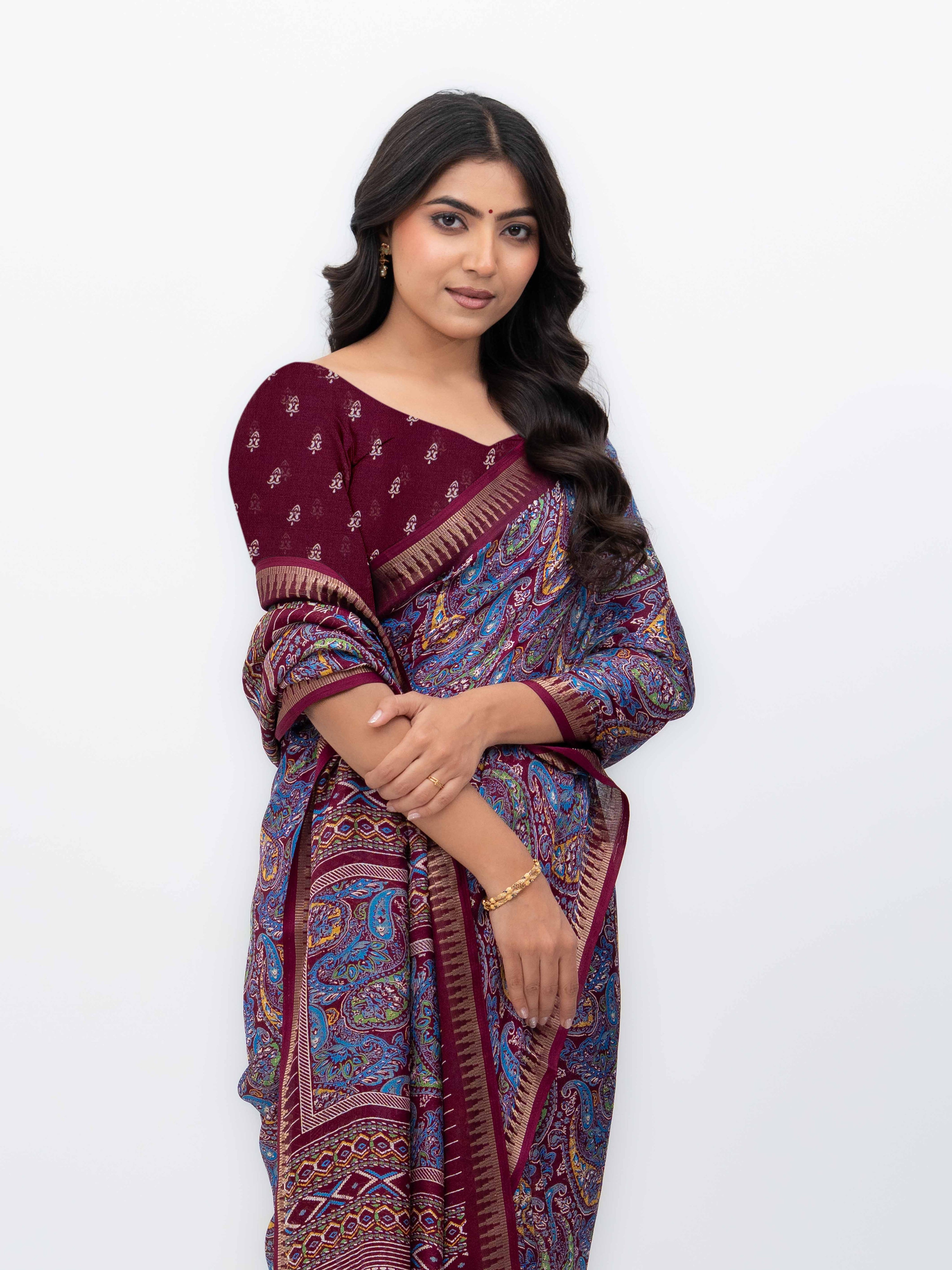 Maroon Soft Georgette Saree