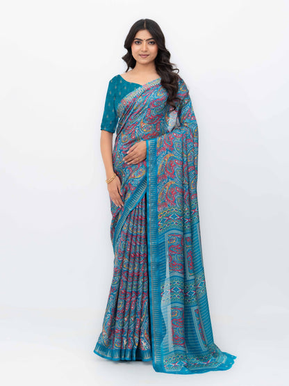 Sky Blue Soft Georgette Saree