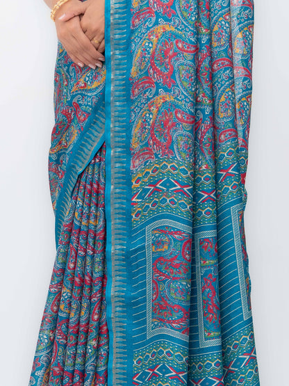 Sky Blue Soft Georgette Saree