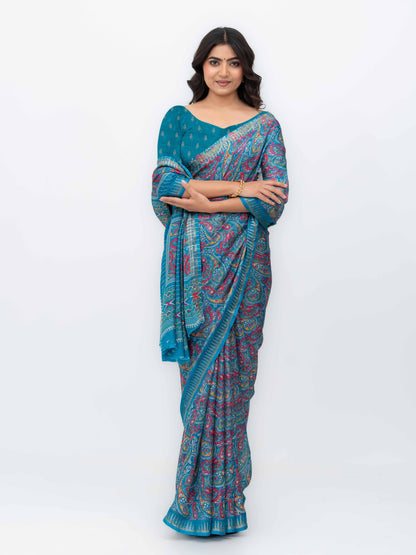 Sky Blue Soft Georgette Saree