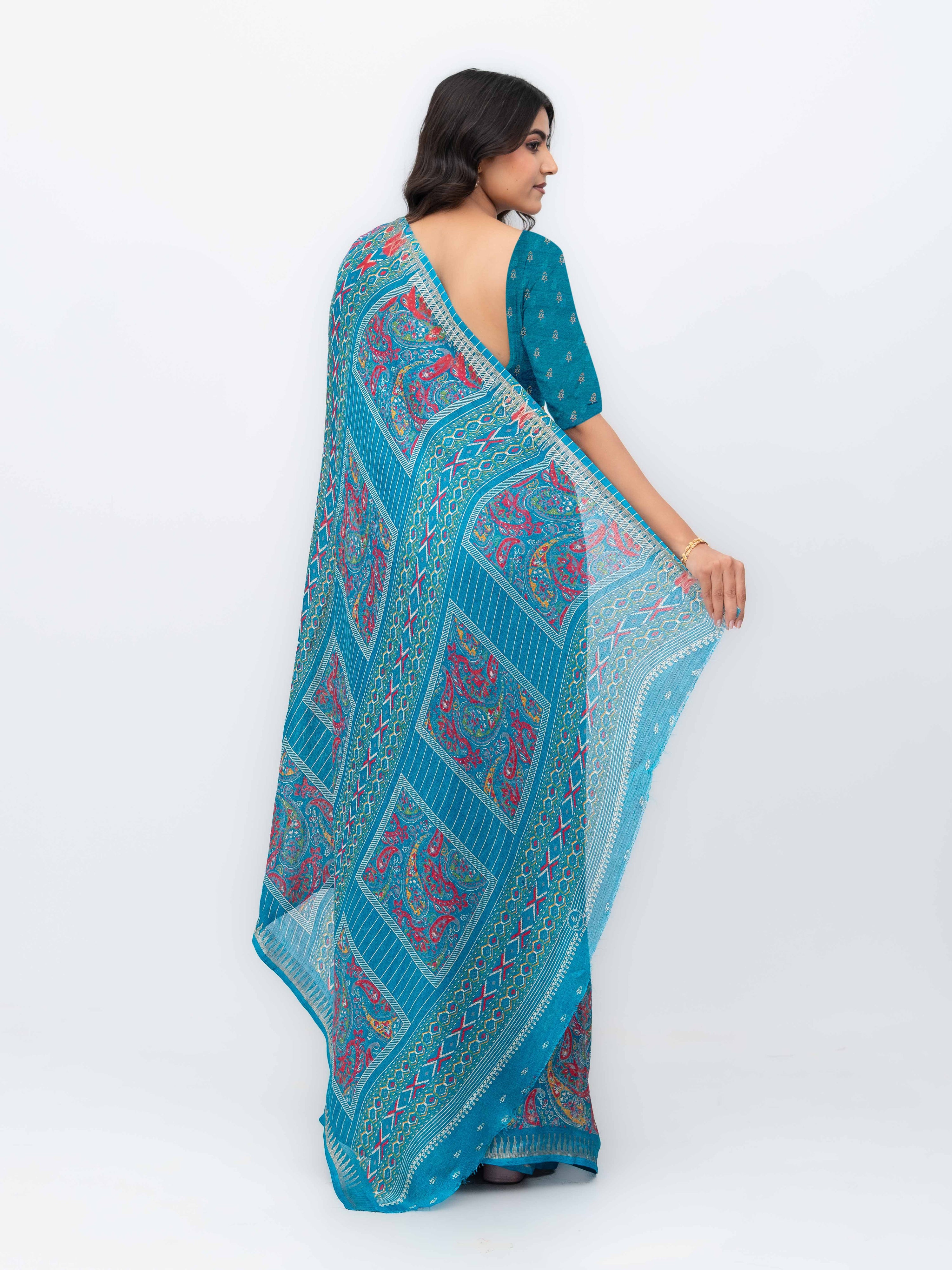 Sky Blue Soft Georgette Saree