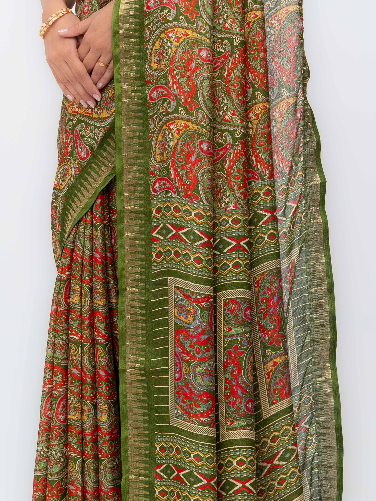Olive Green Soft Georgette Saree