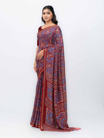 Wine Soft Georgette Saree