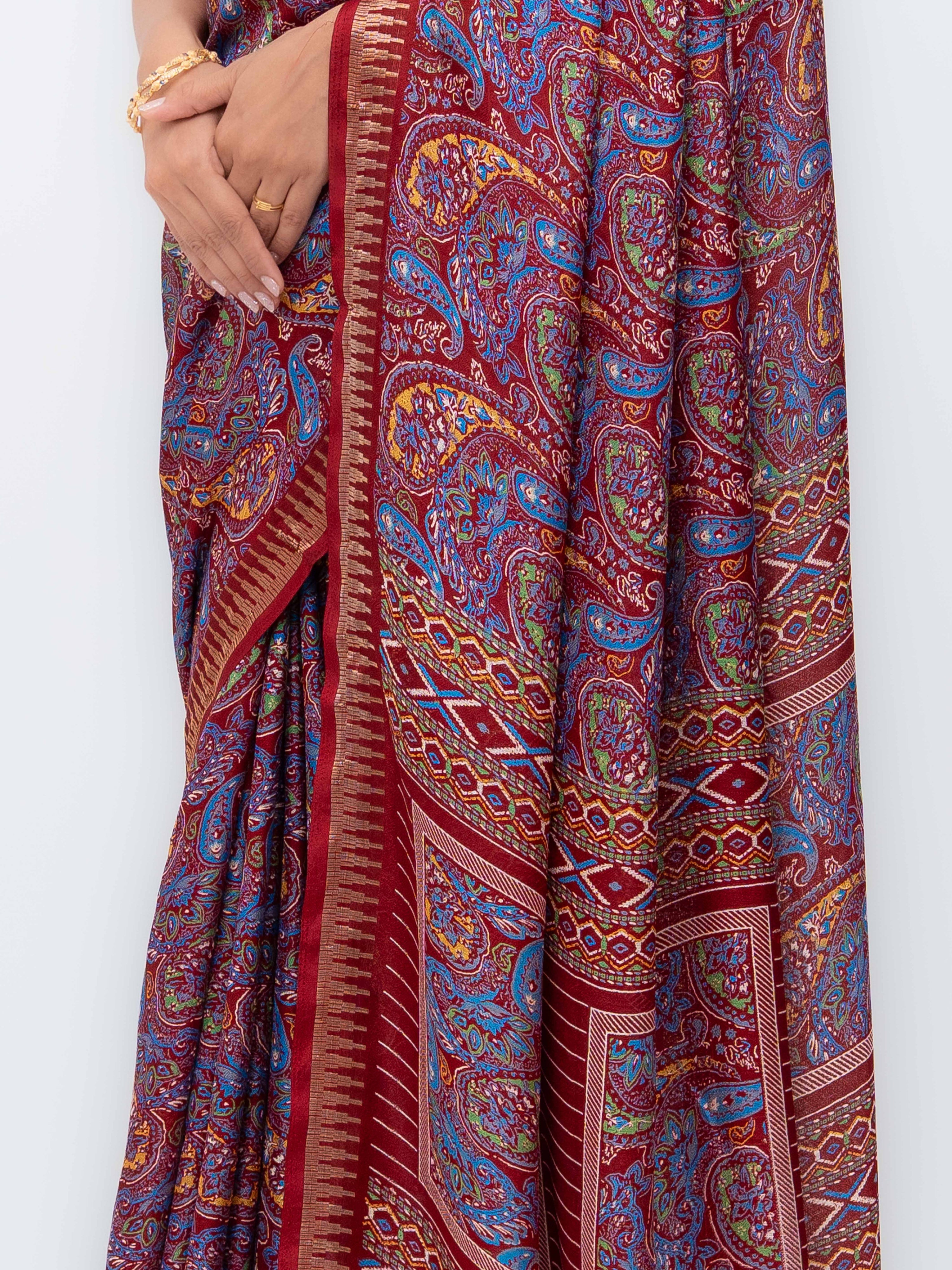 Wine Soft Georgette Saree