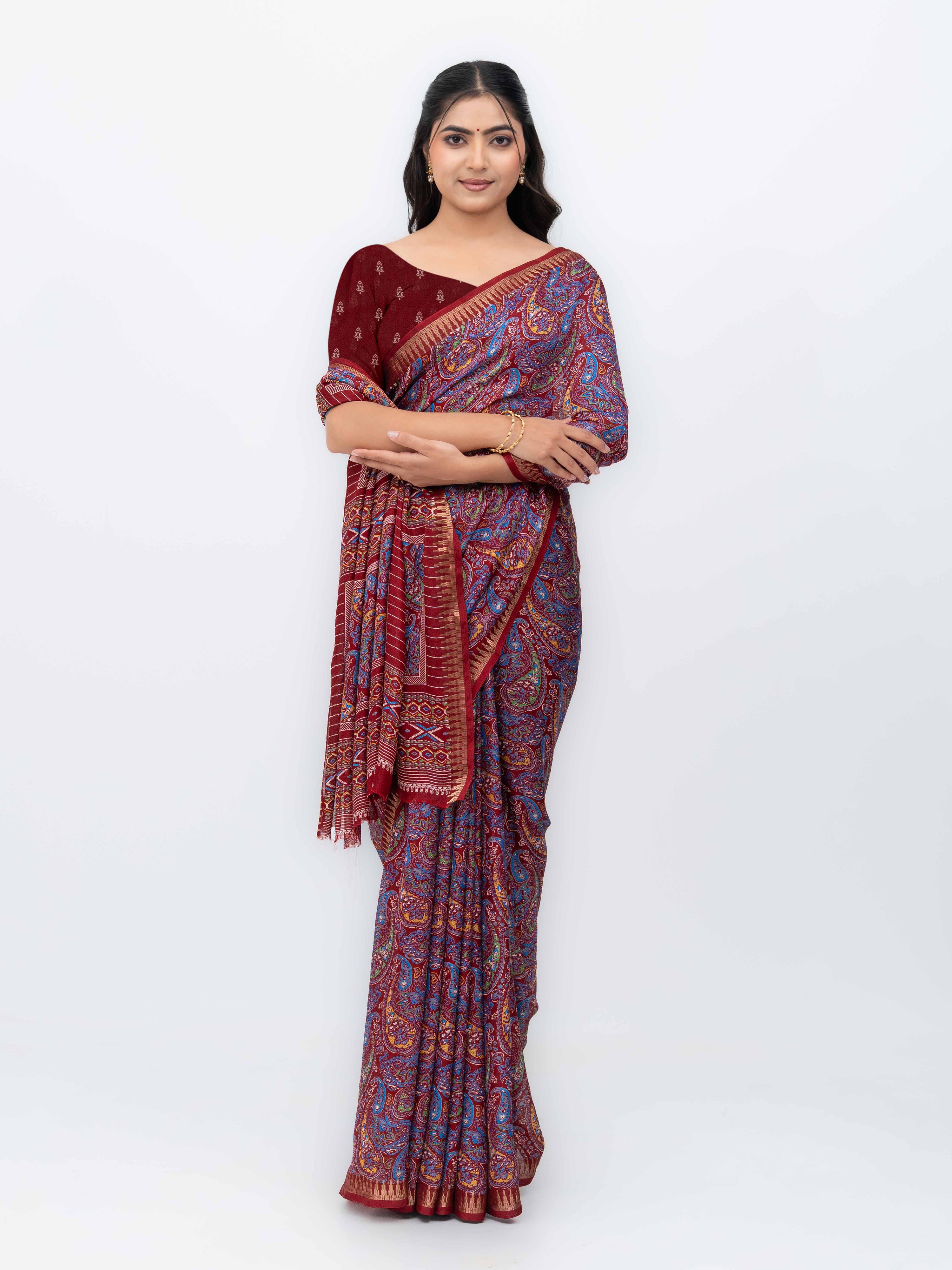 Wine Soft Georgette Saree