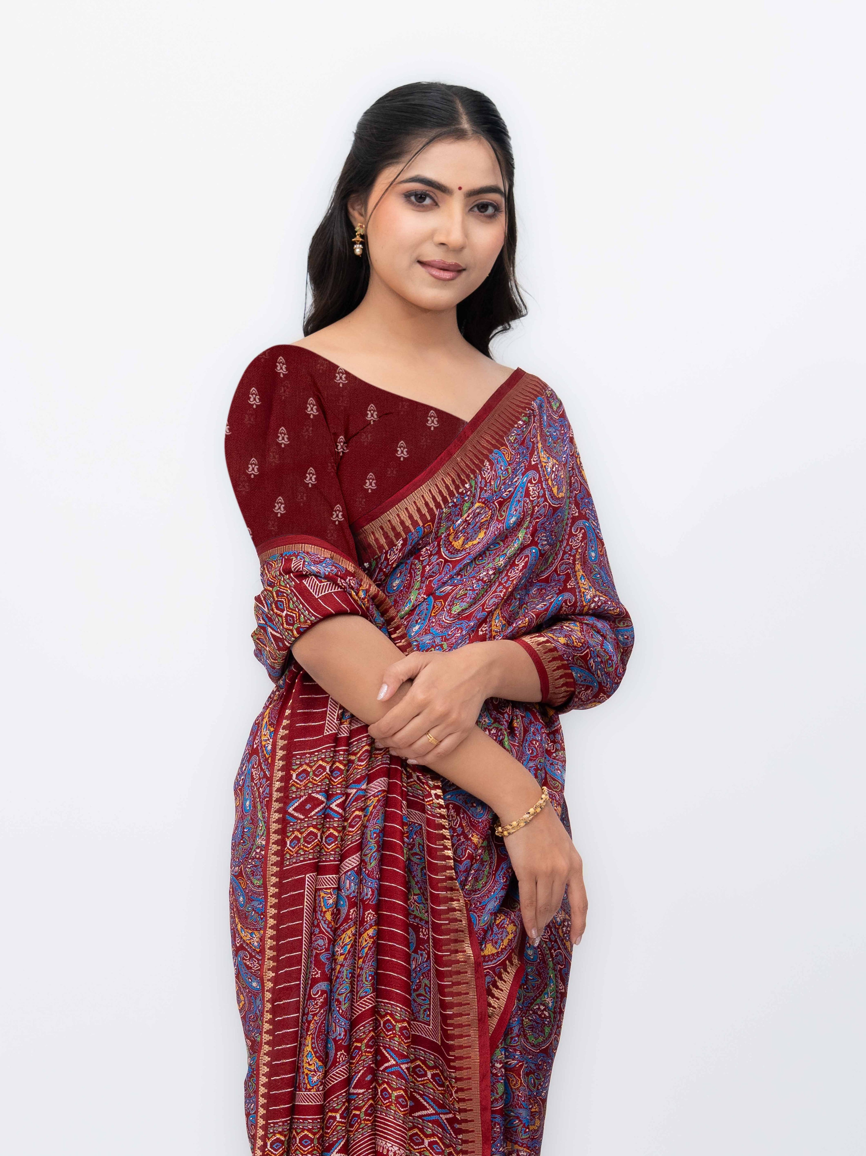 Wine Soft Georgette Saree