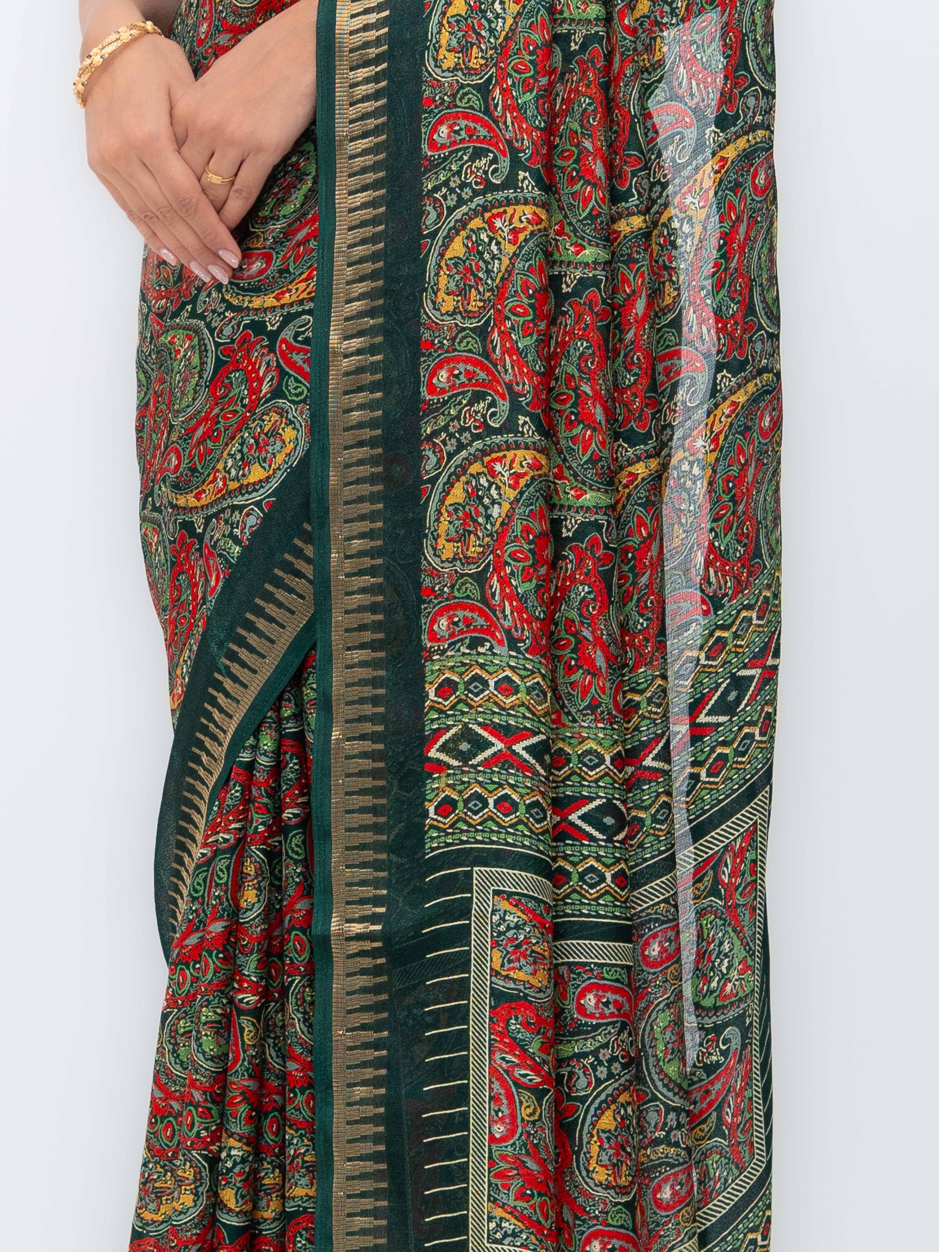 Dark Green Soft Georgette Saree