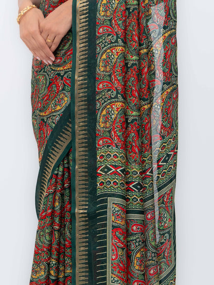 Dark Green Soft Georgette Saree