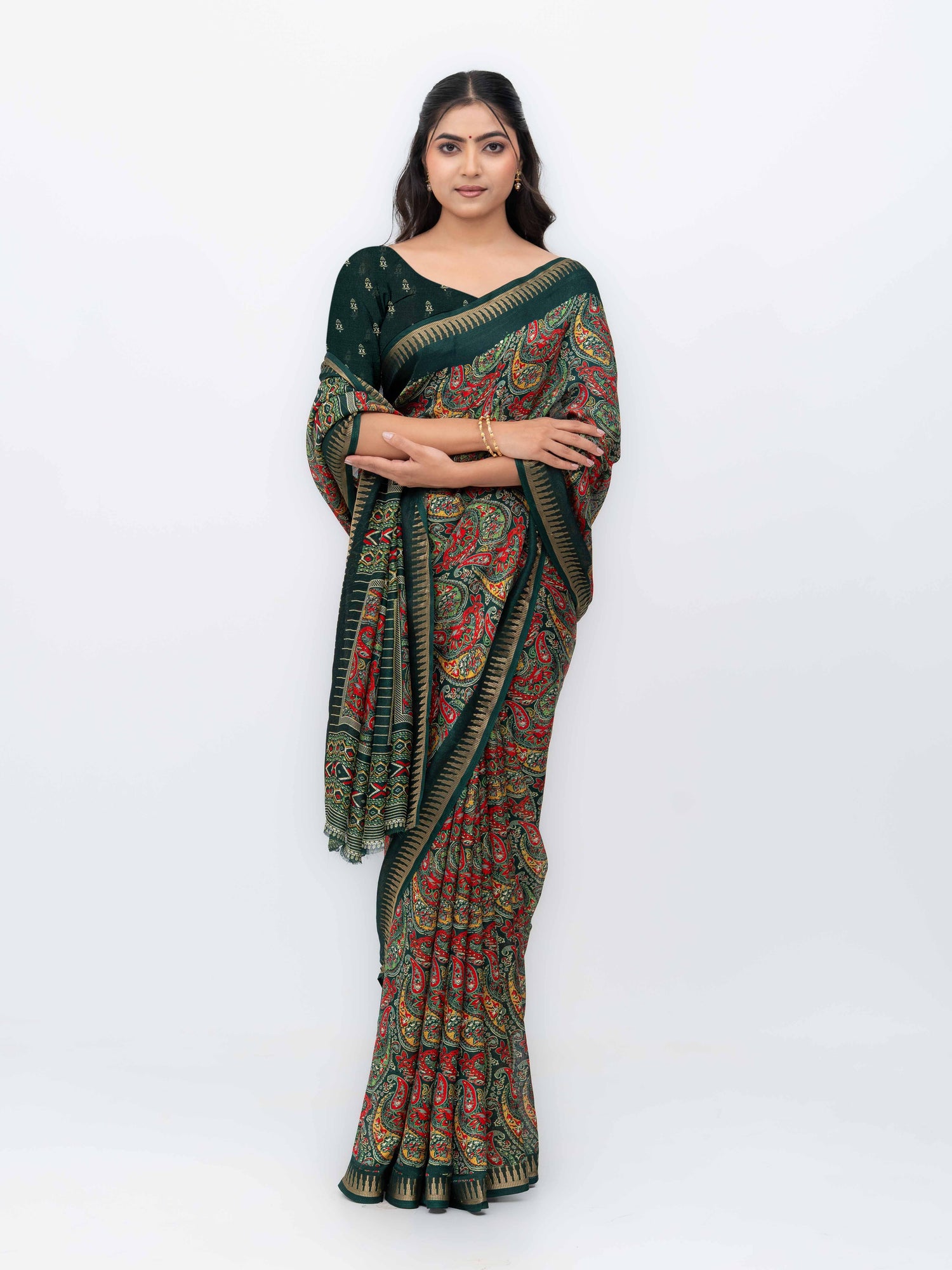 Dark Green Soft Georgette Saree
